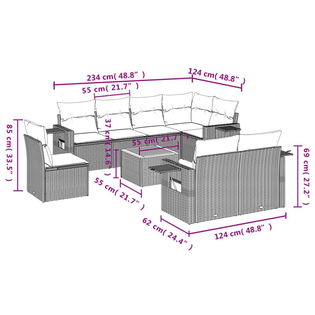ComfortXL - Salon de Jardin Noir 8 Places Résine Tressée Modulable avec Coussins Blanc Crème pour Patio – ComfortXL Outdoor Living - Image 9