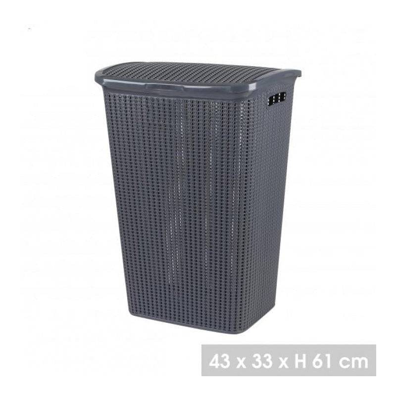 Importdistrib - Panier corbeille a linge avec couvercle 43X33XH61CM Gris IMPORTDISTRIB - Imagen 2