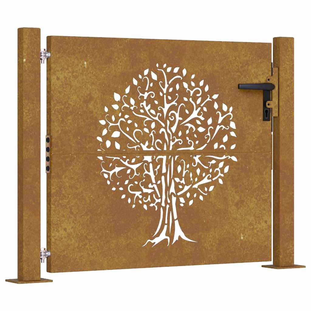 Portail de Jardin Acier Corten Design Naturel Arbre Découpé Laser 100x100 cm - ComfortXL Outdoor Living - Image 2