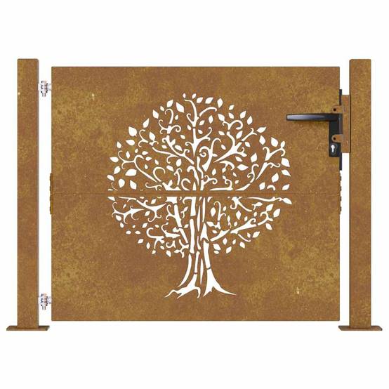 Portail de Jardin Acier Corten Design Naturel Arbre Découpé Laser 100x100 cm - ComfortXL Outdoor Living - Image 4