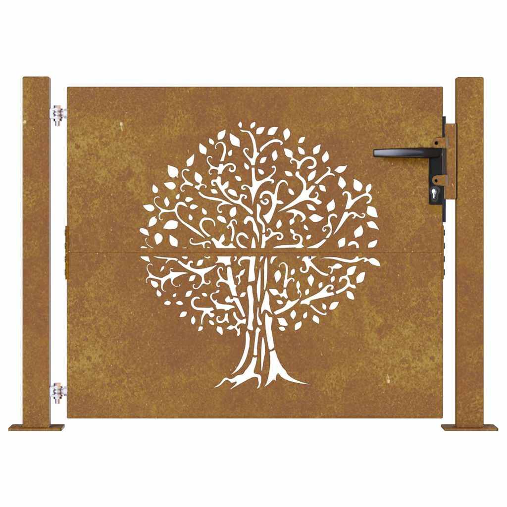 Portail de Jardin Acier Corten Design Naturel Arbre Découpé Laser 100x100 cm - ComfortXL Outdoor Living - Image 4