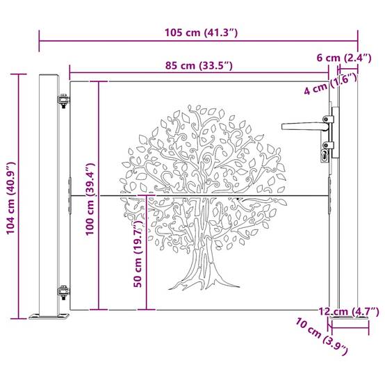 Portail de Jardin Acier Corten Design Naturel Arbre Découpé Laser 100x100 cm - ComfortXL Outdoor Living - Image 6