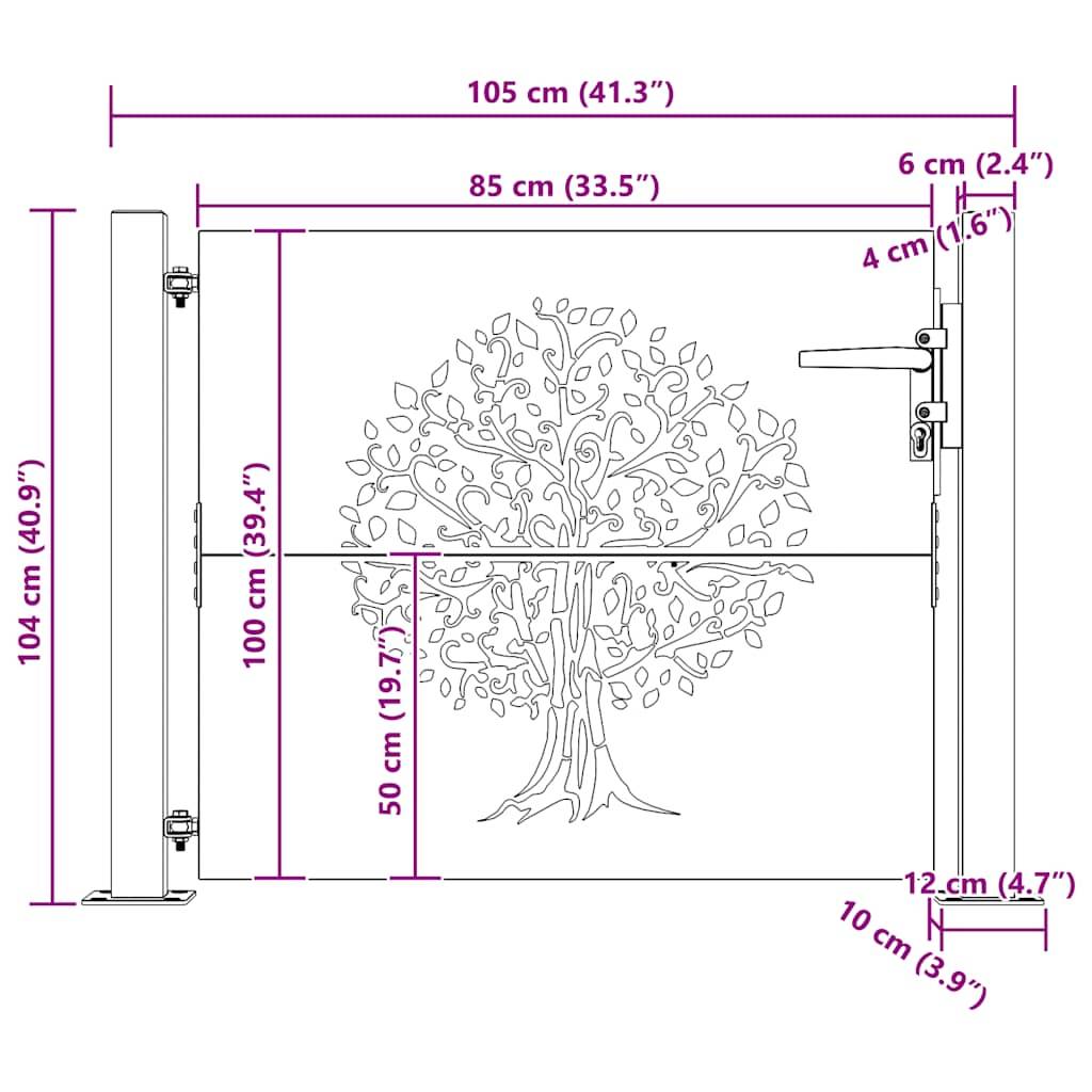 Portail de Jardin Acier Corten Design Naturel Arbre Découpé Laser 100x100 cm - ComfortXL Outdoor Living - Image 6
