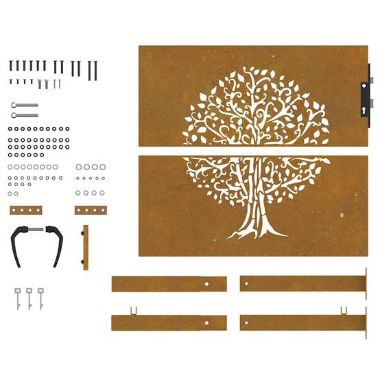 Portail de Jardin Acier Corten Design Naturel Arbre Découpé Laser 100x100 cm - ComfortXL Outdoor Living - Image 5