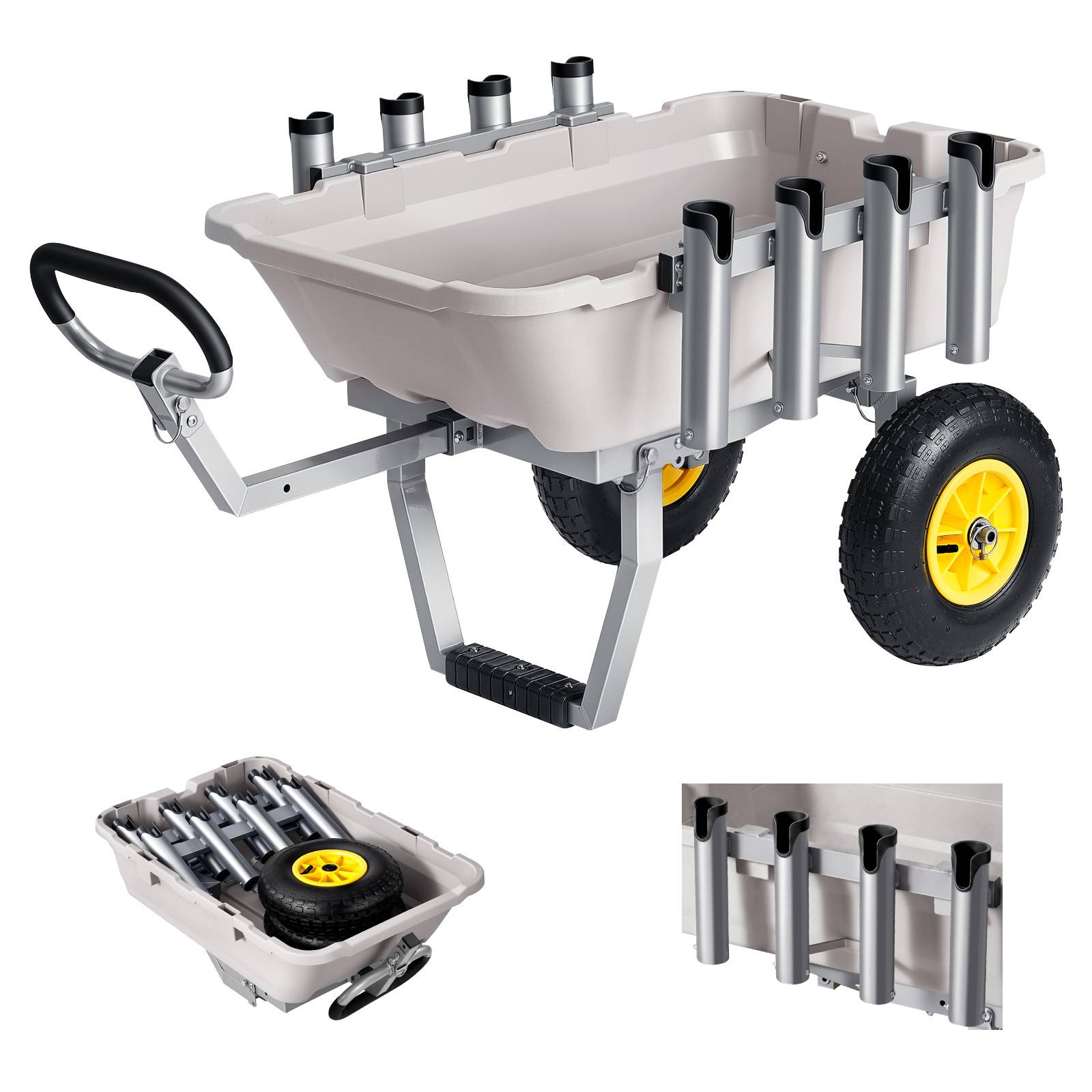 Vevor - VEVOR Chariot de Pêche Pliable Transport Matériel Pêche 90,7 kg Pneus 330 mm - Image 1