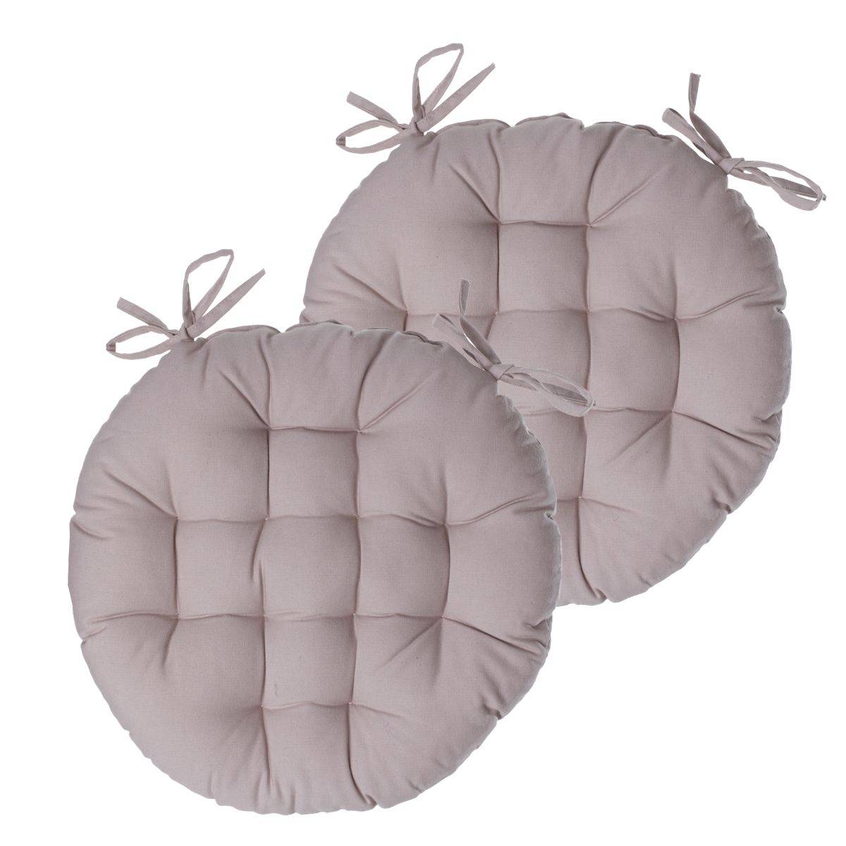 Lot de 2 Galettes de chaise en Coton Beige D 38 cm - Imagen 1