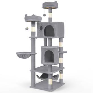 Vounot - Arbre à chat grande 168cm avec griffoir, 2 niches et 3 plateformes - Gris - Arbre à grimper pour chats - VOUNOT®