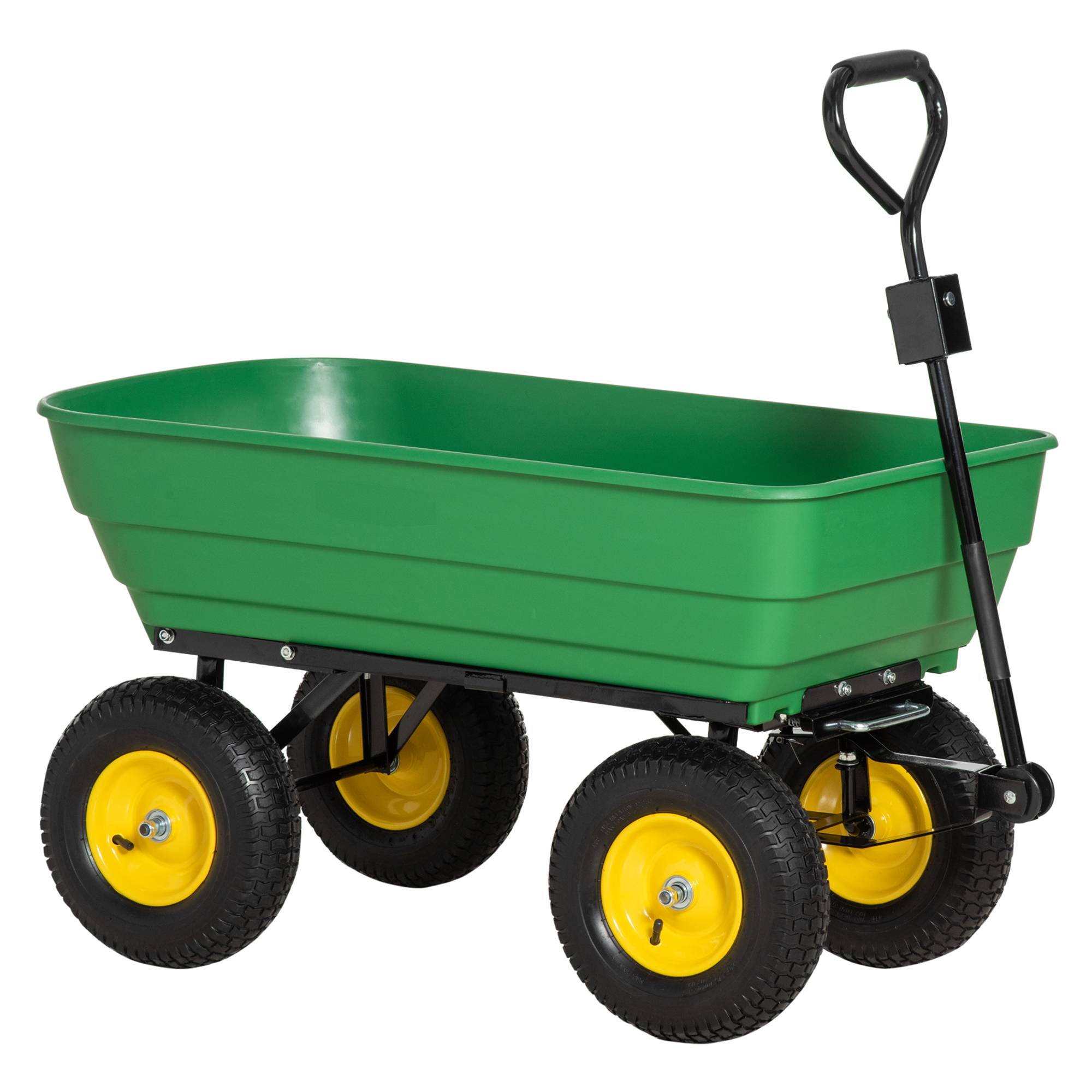 Chariot de jardin acier polypropylène vert jaune 118 x 58 x 102 cm - PANGIVO - Image 1