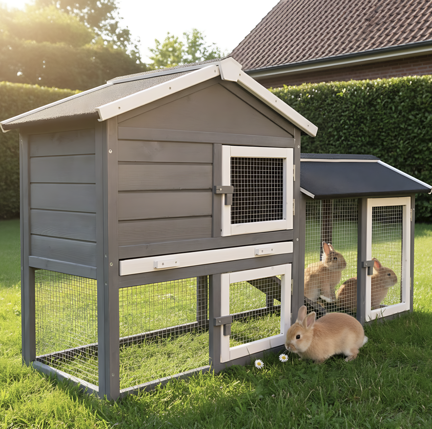 Cage Clapier Enclos lapin Extérieur en pour lapins petits animaux 088 Maison de rêve 146x50x86cm(LxPxH) - Image 6