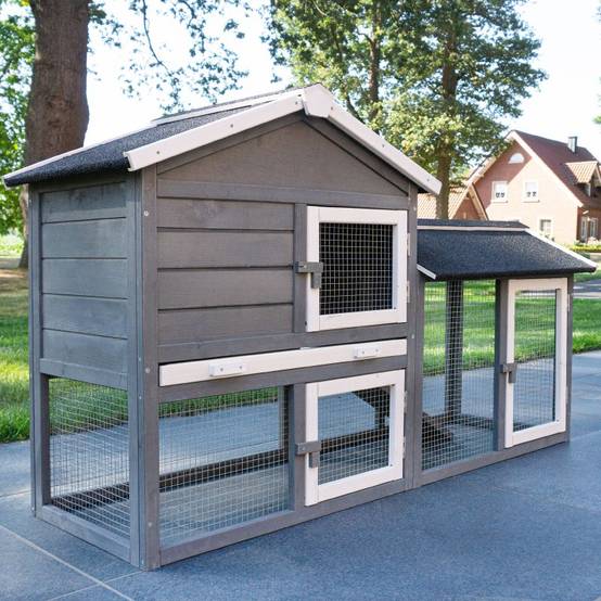 Cage Clapier Enclos lapin Extérieur en pour lapins petits animaux 088 Maison de rêve 146x50x86cm(LxPxH) - Image 1