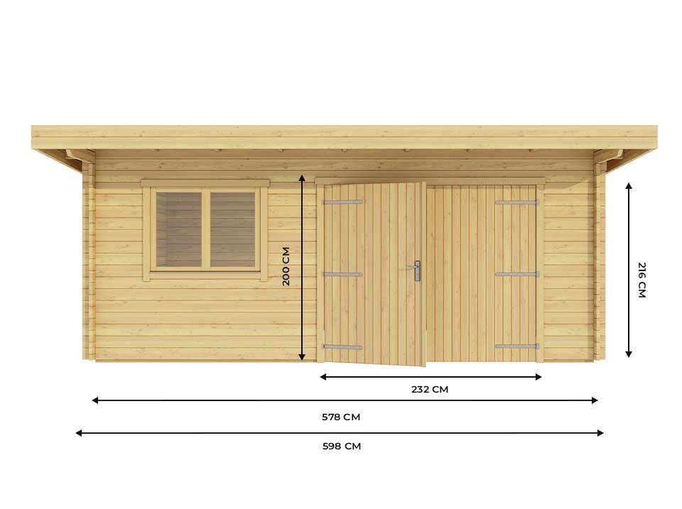 Direct Abris - Hangar Bois 22m2 - Epaisseur des murs : 44mm - Espace Atelier/ Bricolage - Bois Naturel de Qualité - Double Vitrage - Imagen 5