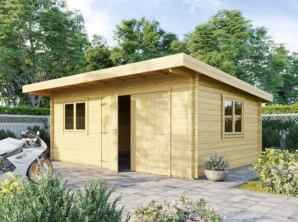 Direct Abris - Hangar Bois 22m2 - Epaisseur des murs : 44mm - Espace Atelier/ Bricolage - Bois Naturel de Qualité - Double Vitrage - Imagen 1