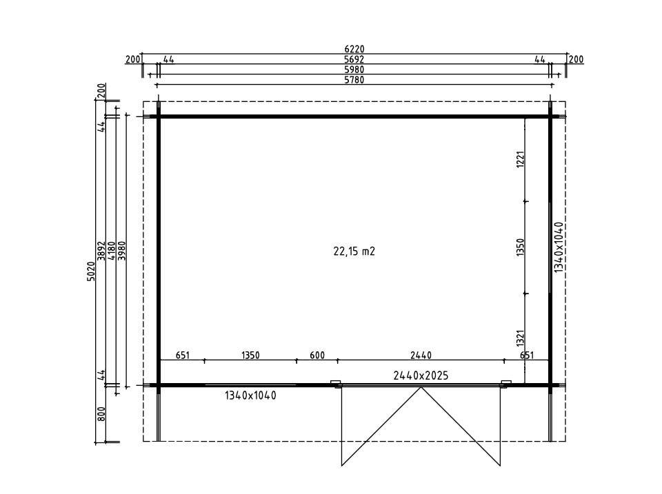 Direct Abris - Hangar Bois 22m2 - Epaisseur des murs : 44mm - Espace Atelier/ Bricolage - Bois Naturel de Qualité - Double Vitrage - Imagen 9