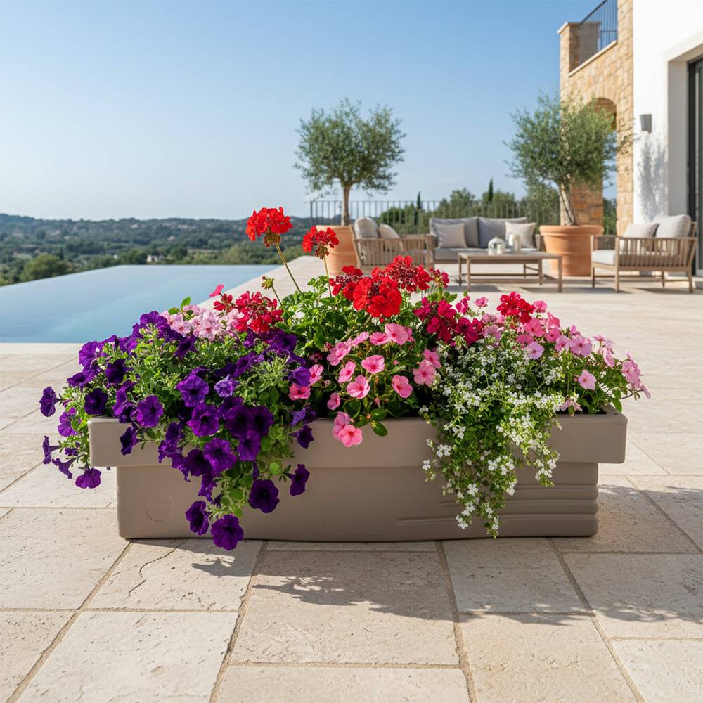 Jardinière design effet pierre 70l avec réserve d'eau-plast'up rotomoulage - Imagen 2