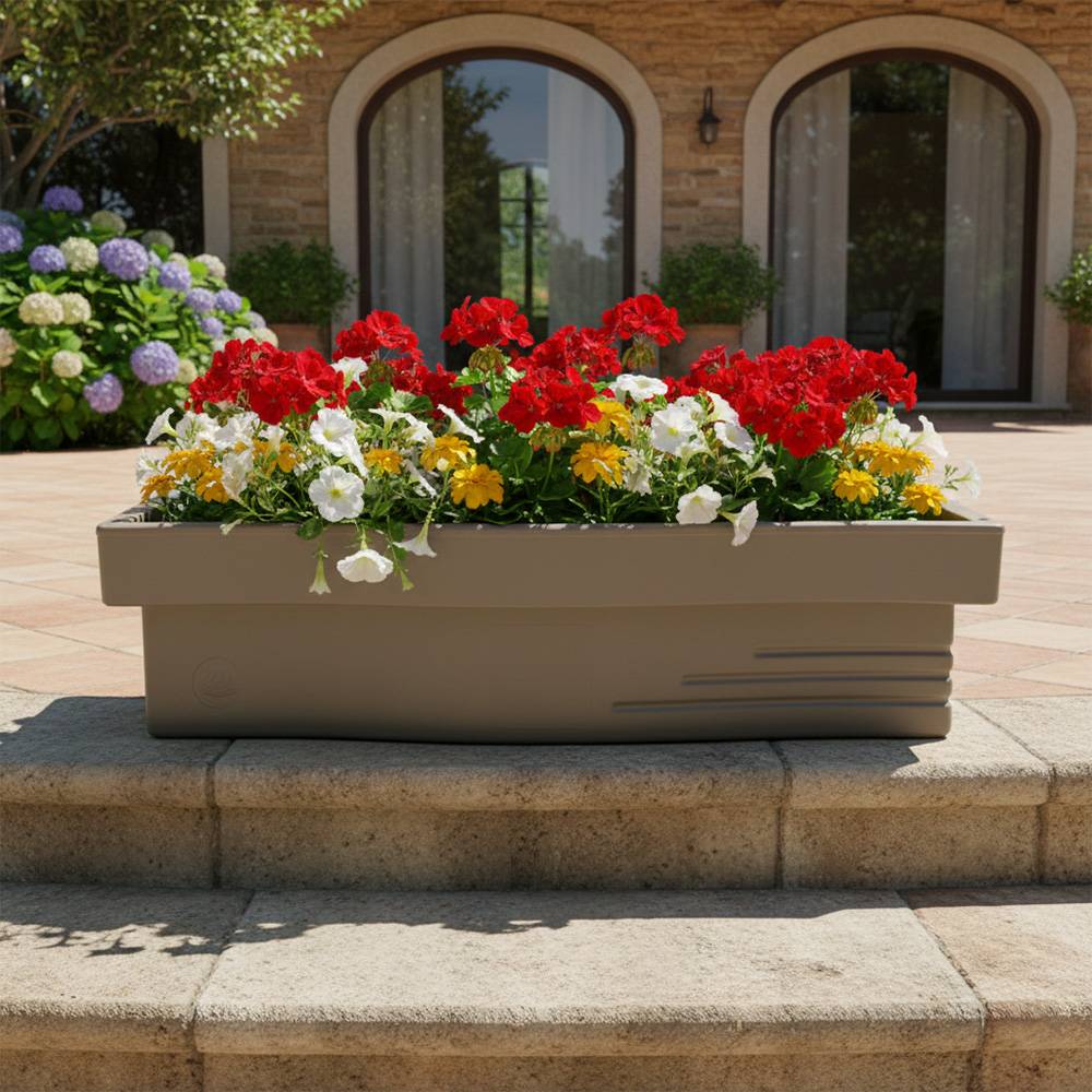 Jardinière design effet pierre 70l avec réserve d'eau-plast'up rotomoulage - Imagen 3