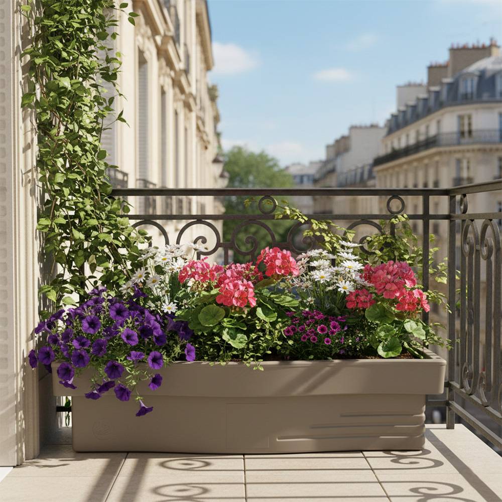 Jardinière design effet pierre 70l avec réserve d'eau-plast'up rotomoulage - Imagen 4