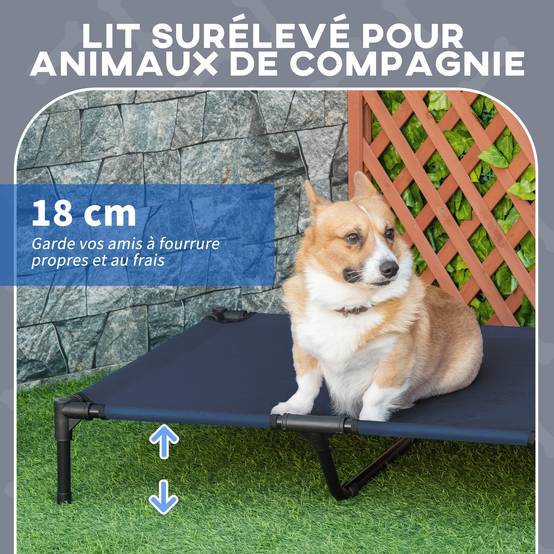 Lit surélevé chien tissu oxford lit rafraîchissant animaux extérieur pliable 92x76x18cm - ComfortXL Outdoor Living - Image 6