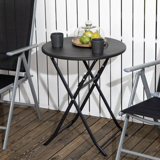 ComfortXL - Table de jardin pliante acier et HDPE gris foncé Ø60 cm pour balcon et terrasse - ComfortXL Outdoor Living - Image 4