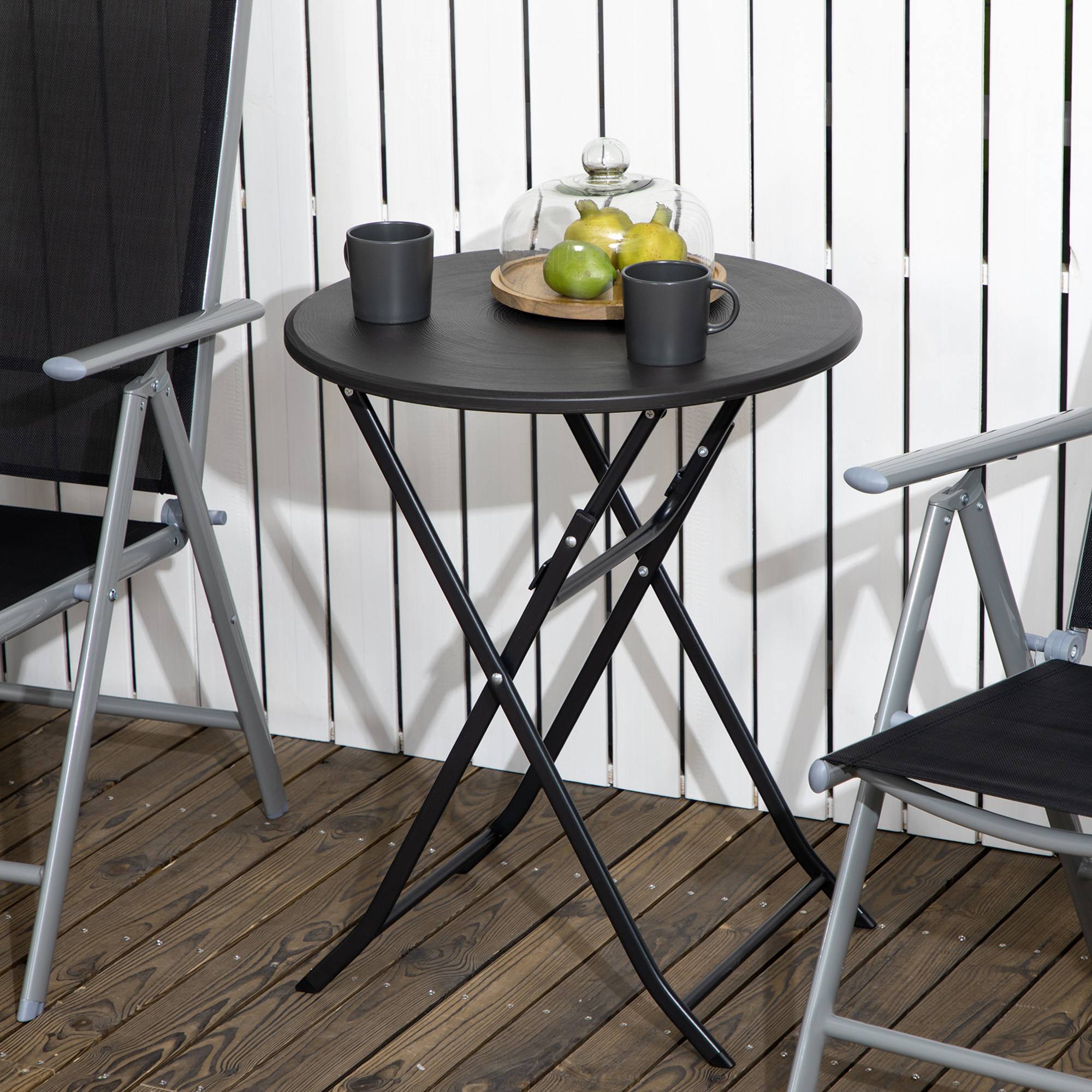 ComfortXL - Table de jardin pliante acier et HDPE gris foncé Ø60 cm pour balcon et terrasse - ComfortXL Outdoor Living - Image 4
