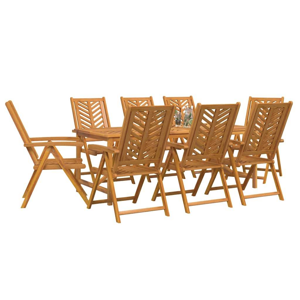Ensemble de salle à manger jardin bois d'acacia massif marron 200 x 90 x 74 cm (9 pièces) - PANGIVO - Image 3