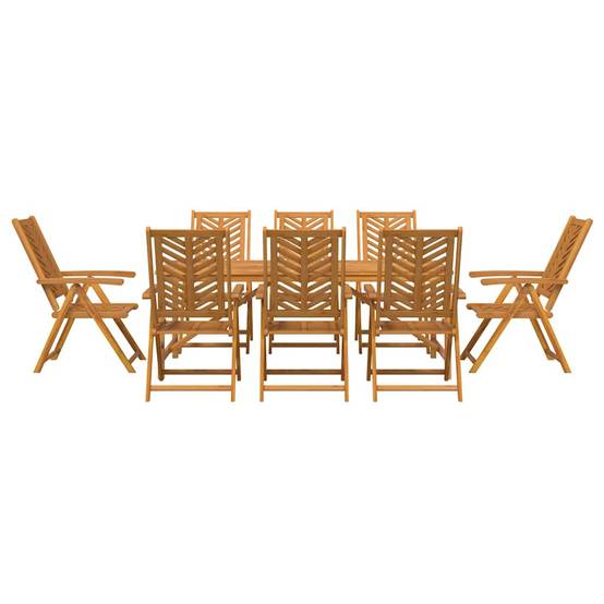 Ensemble de salle à manger jardin bois d'acacia massif marron 200 x 90 x 74 cm (9 pièces) - PANGIVO - Image 7