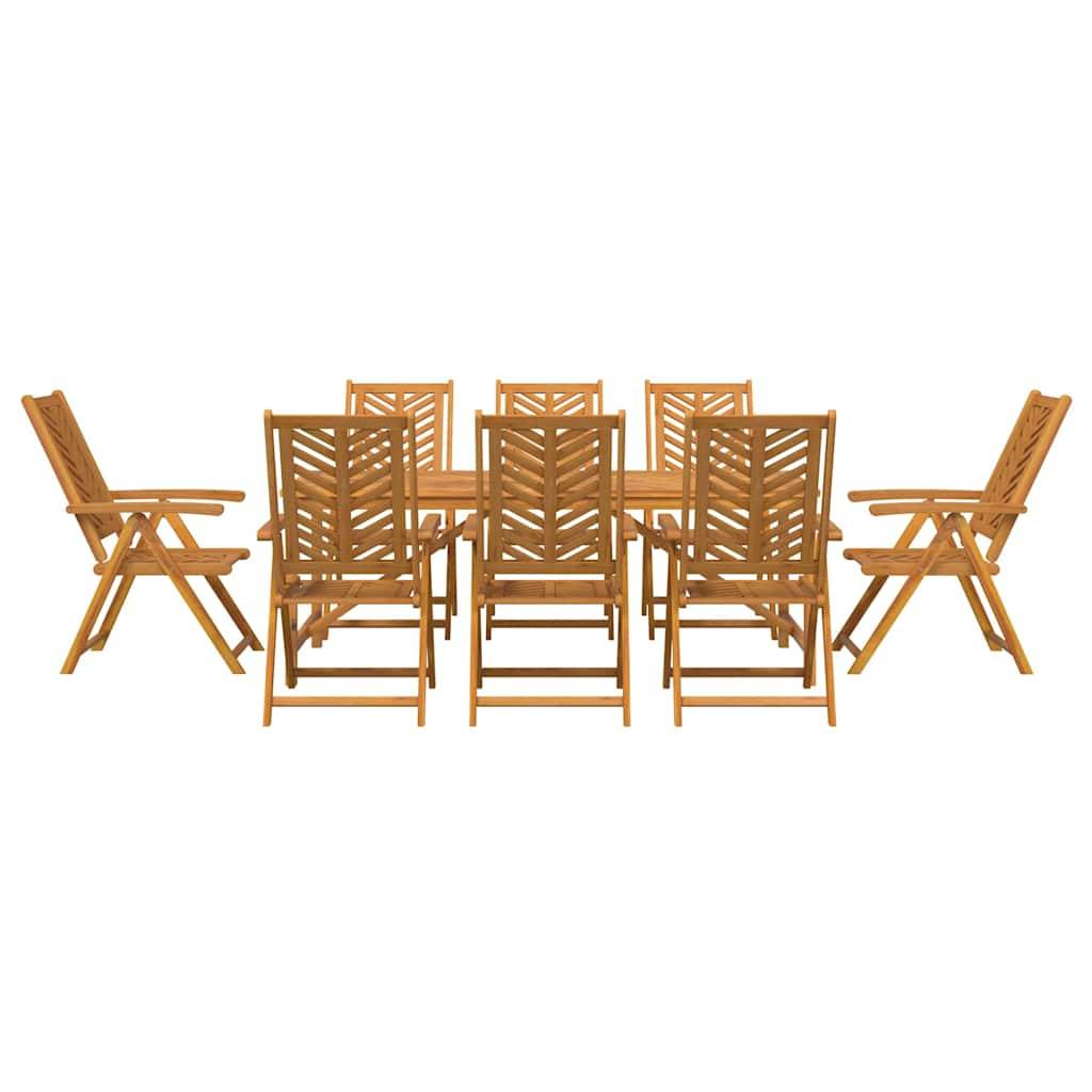 Ensemble de salle à manger jardin bois d'acacia massif marron 200 x 90 x 74 cm (9 pièces) - PANGIVO - Image 7