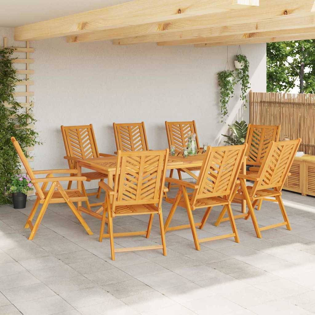 Ensemble de salle à manger jardin bois d'acacia massif marron 200 x 90 x 74 cm (9 pièces) - PANGIVO - Image 4