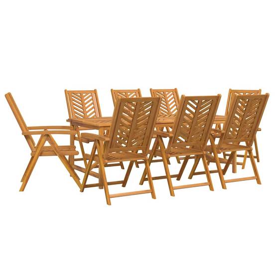 Ensemble de salle à manger jardin bois d'acacia massif marron 200 x 90 x 74 cm (9 pièces) - PANGIVO - Image 2
