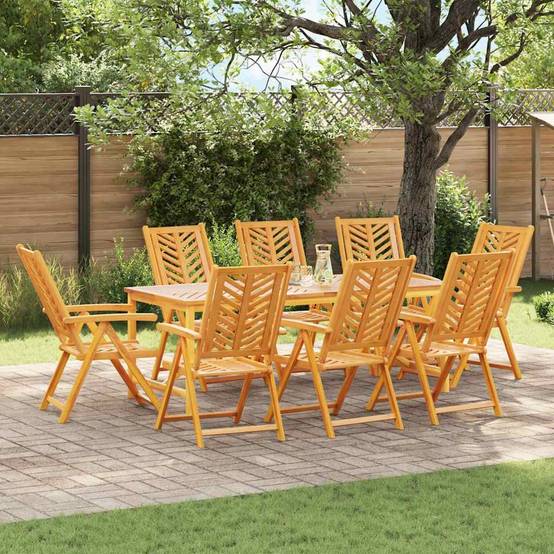 Ensemble de salle à manger jardin bois d'acacia massif marron 200 x 90 x 74 cm (9 pièces) - PANGIVO - Image 1