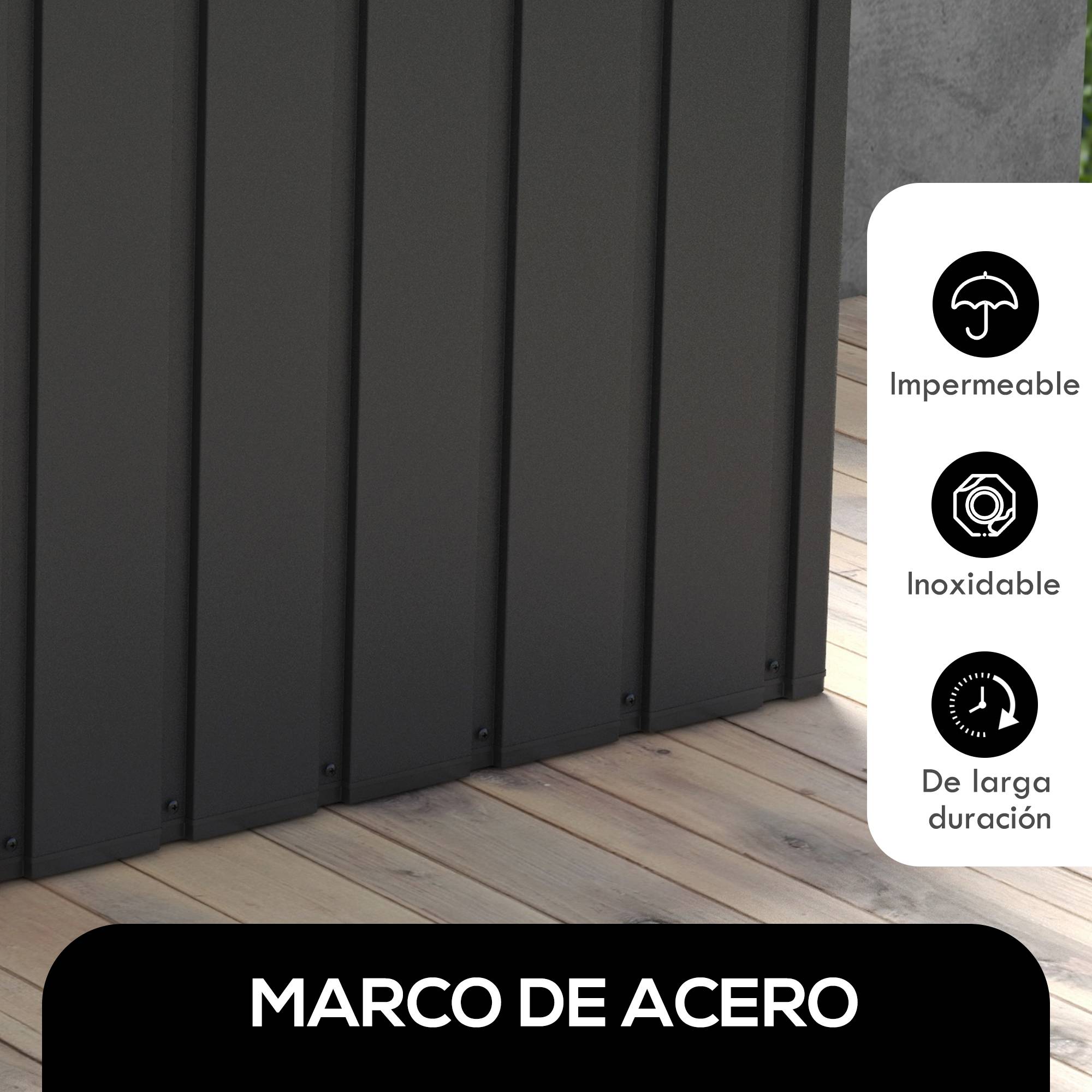 ComfortXL - Coffre de Rangement Extérieur Acier sur Roulettes Verrouillable 450L 125x61x70cm Gris - ComfortXL Outdoor Living - Image 7