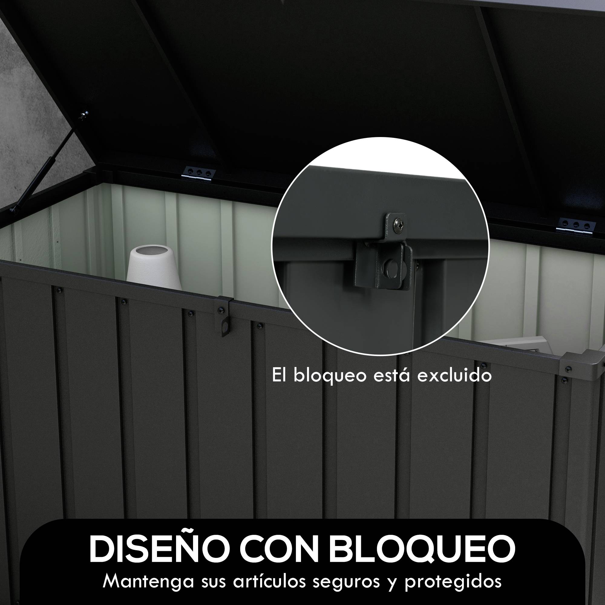 ComfortXL - Coffre de Rangement Extérieur Acier sur Roulettes Verrouillable 450L 125x61x70cm Gris - ComfortXL Outdoor Living - Image 9