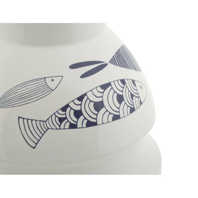 Vase motif poisson en céramique blanche 21x31 cm - Mauro Ferretti - Image 4