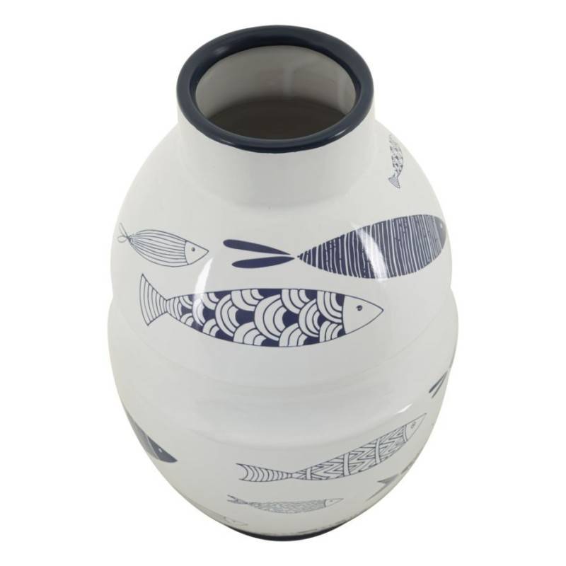 Vase motif poisson en céramique blanche 21x31 cm - Mauro Ferretti - Image 2