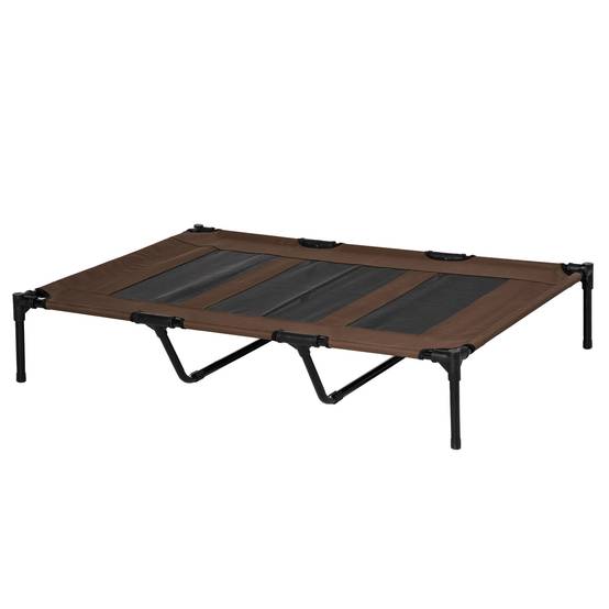 Lit camp chien chat XXL surélevé textilène respirant extérieur 122x92x23cm marron - ComfortXL Outdoor Living - Image 2