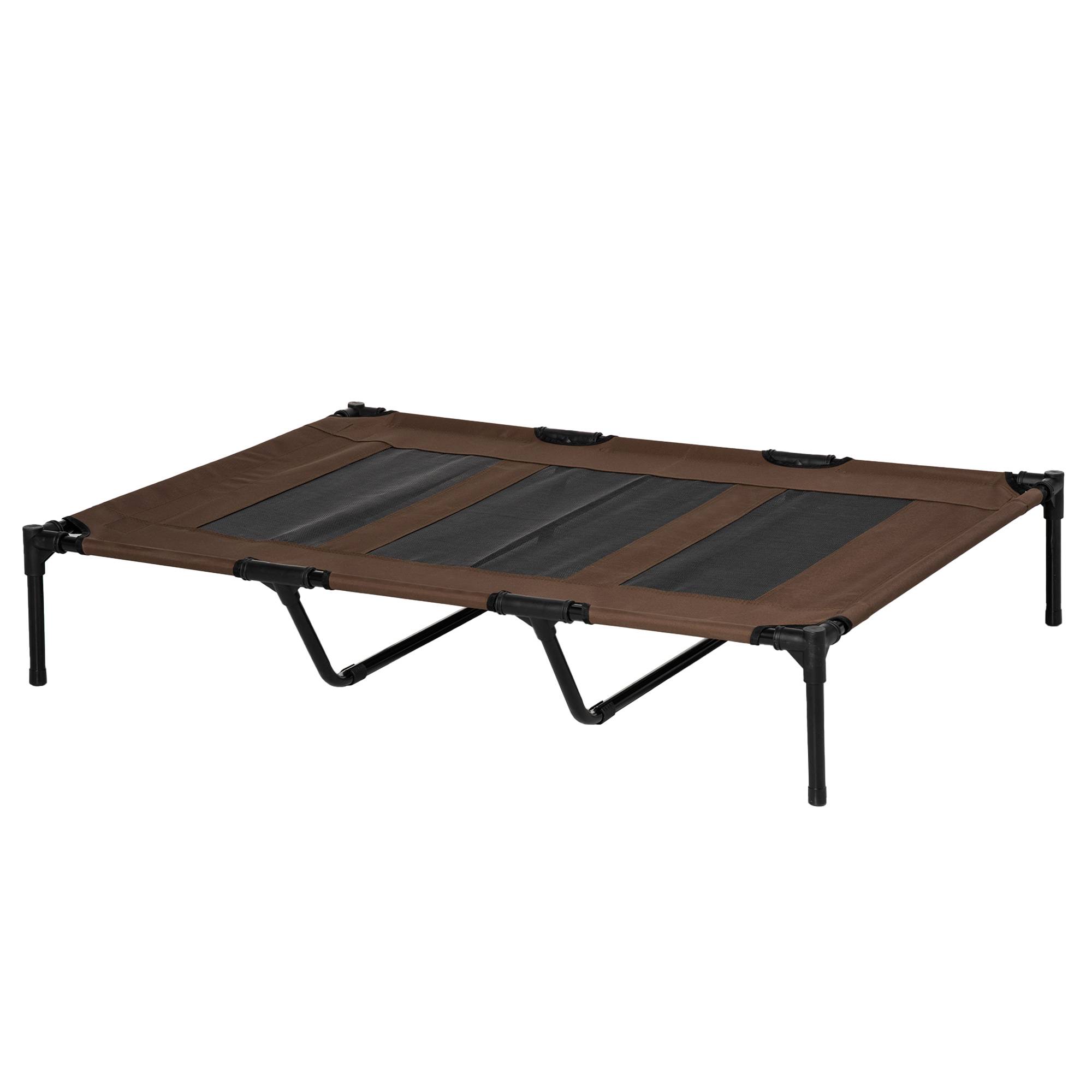 Lit camp chien chat XXL surélevé textilène respirant extérieur 122x92x23cm marron - ComfortXL Outdoor Living - Image 2