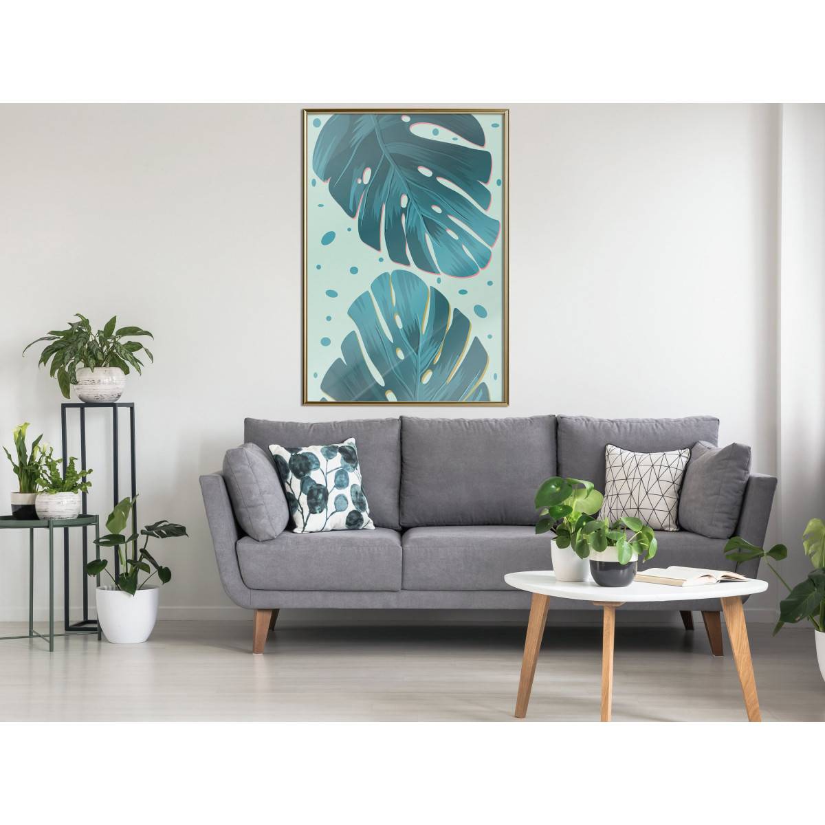 Affiche Murale Encadrée "Pastel Monstera Leaves" 40 x 60 cm Or - Image 2