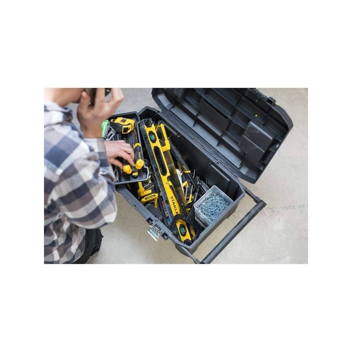 stanley - Servante à outils 50L Roulante Essential Stanley Plateau amovible Poignée métal - Imagen 3