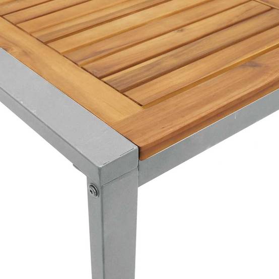 Ensemble salle à manger jardin bois d'acacia gris 160 x 80 x 75 cm - PANGIVO - Image 9