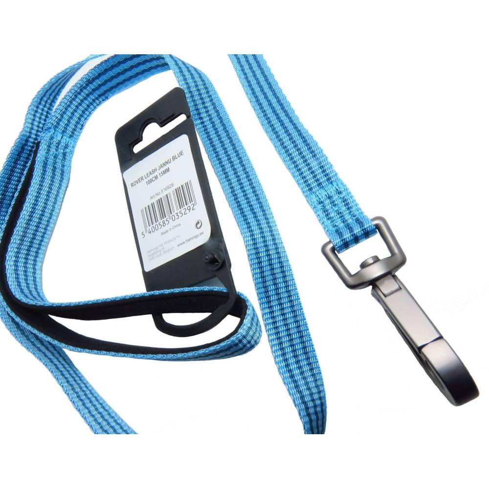Laisse jannu bleu 1 mètre x 15 mm  pour chien. - Imagen 5