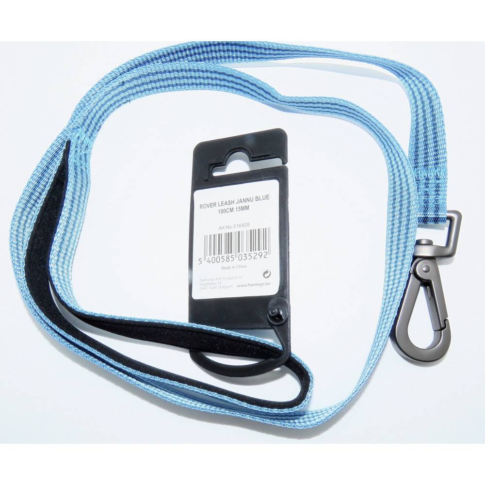 Laisse jannu bleu 1 mètre x 15 mm  pour chien. - Imagen 3
