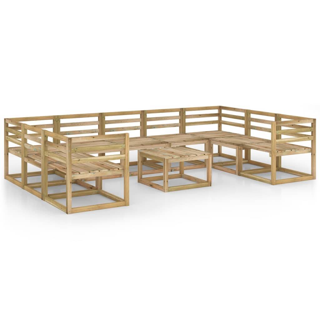 Helloshop26 - Salon de jardin meuble d'extérieur ensemble de mobilier 10 pièces bois de pin imprégné de vert - Imagen 1