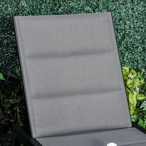 Chaise longue aluminium textylène pour extérieurs rembourrée réglable avec roues gris noir - ComfortXL Outdoor Living - Image 10