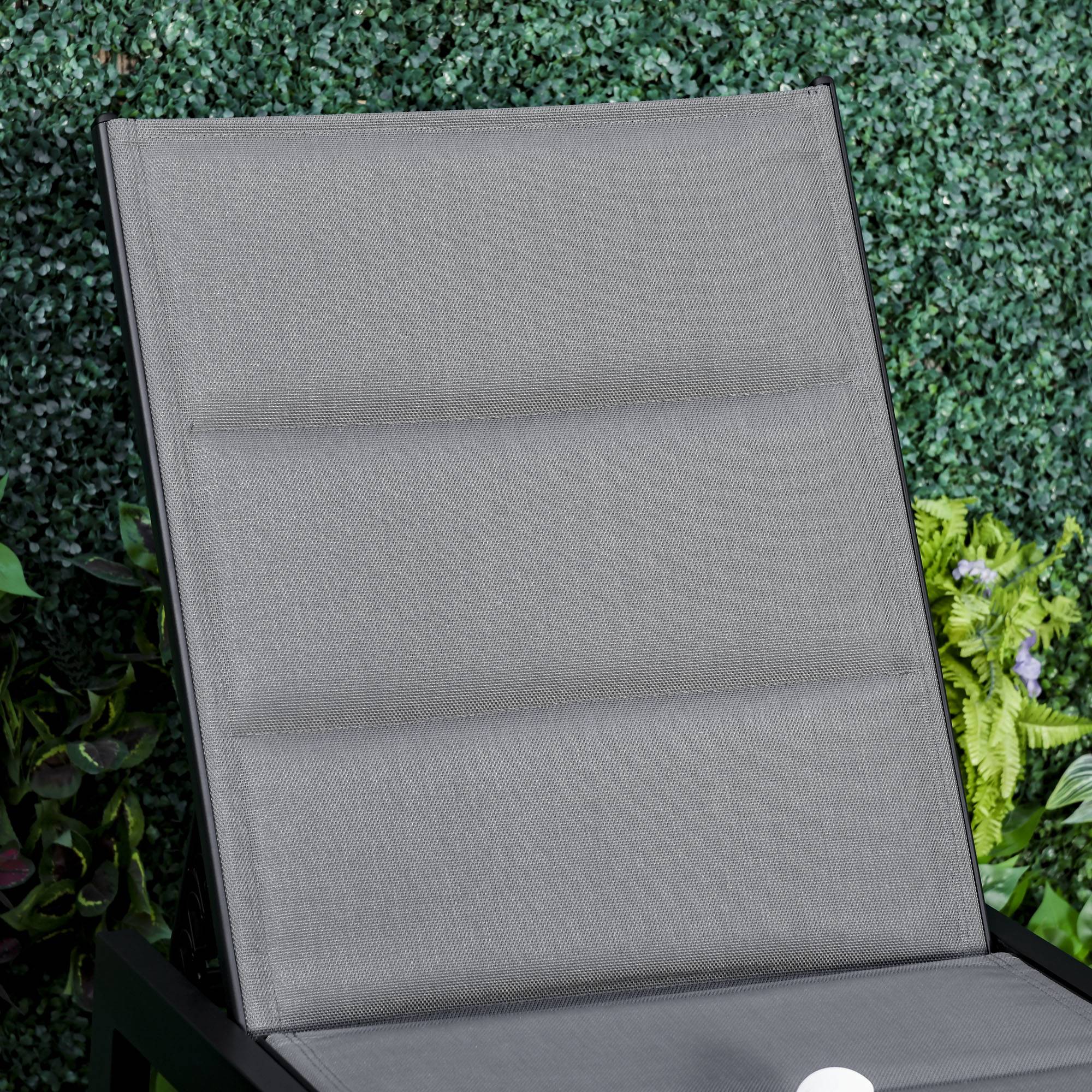 Chaise longue aluminium textylène pour extérieurs rembourrée réglable avec roues gris noir - ComfortXL Outdoor Living - Image 10