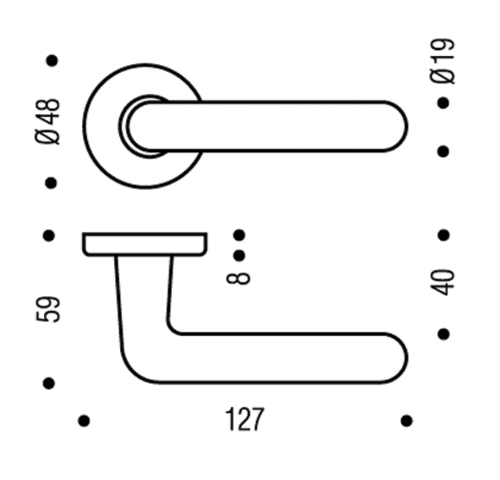 Béquille double Golf 1322 BEZAULT Argent Rosace Ø48 - 0153023 - Imagen 2