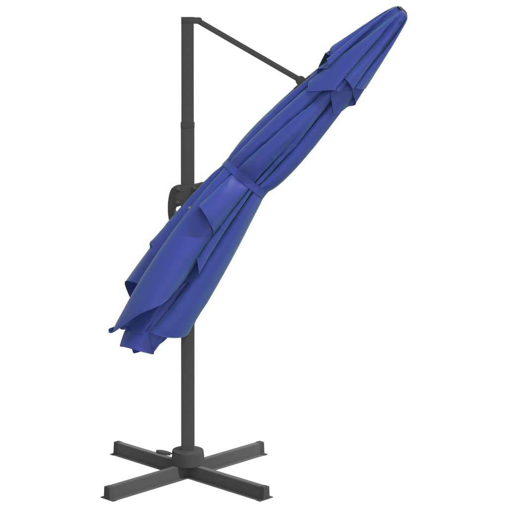 Helloshop26 - Parasol meuble de jardin déporté avec mât en aluminium 400 x 300 cm bleu azuré - Imagen 4