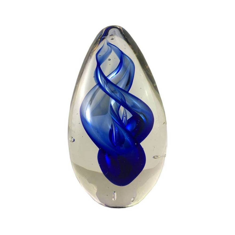 Presse papier sulfure "Spirales" en verre bleu 14 x 8.5 cm Chemin de campagne - Imagen 1