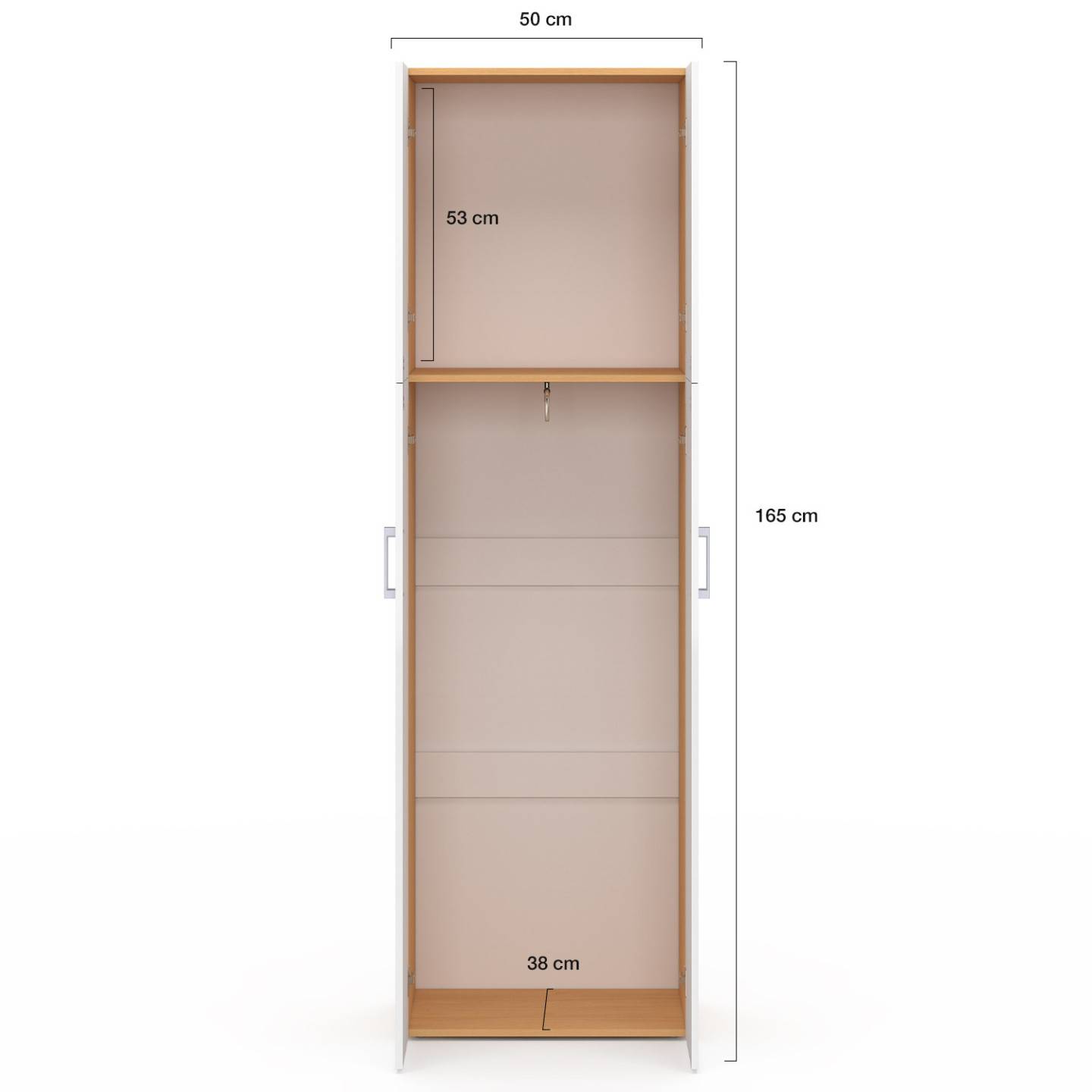 Armoire 2 portes JULIANA blanc et bois penderie 50 cm avec étagère - Image 4
