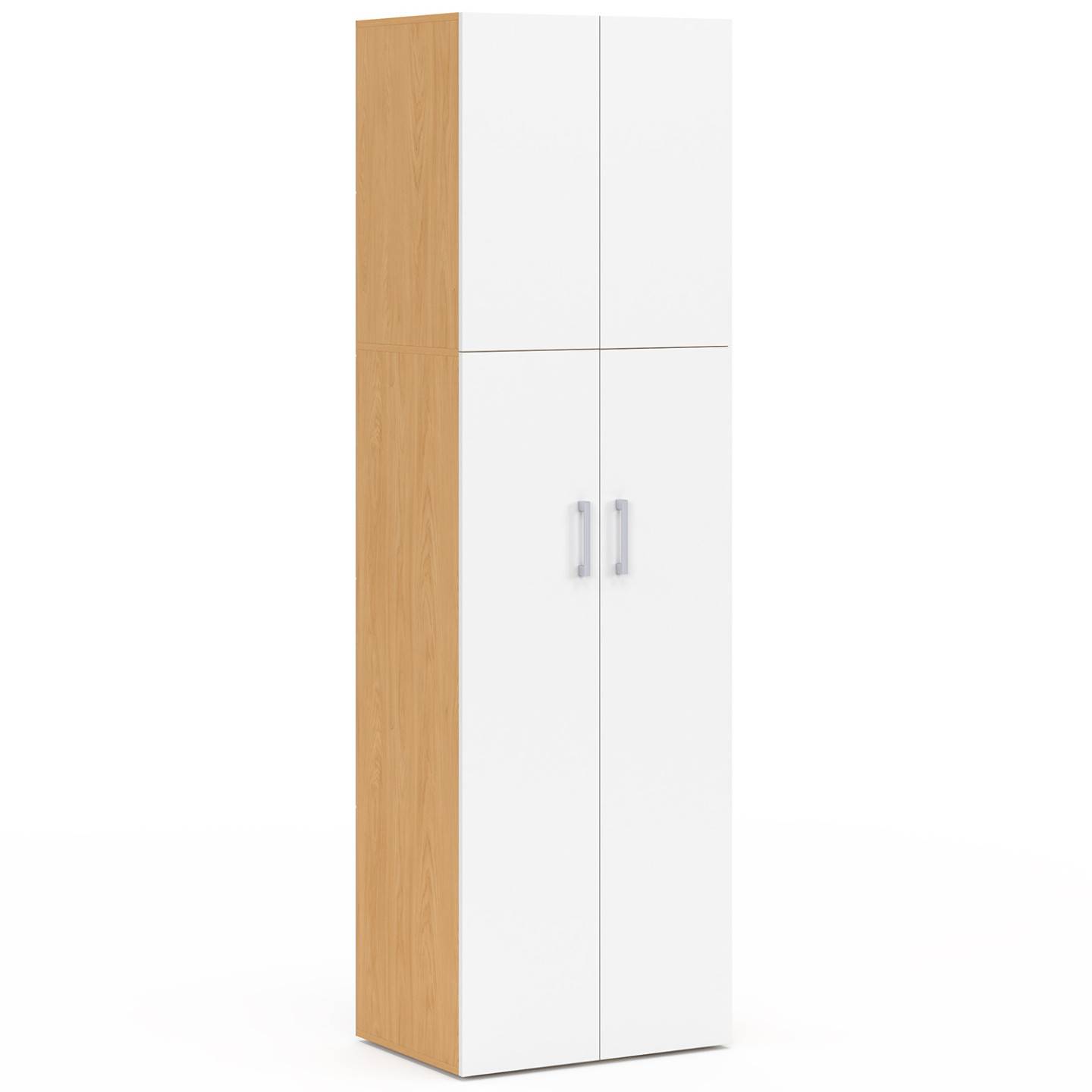 Armoire 2 portes JULIANA blanc et bois penderie 50 cm avec étagère - Image 2