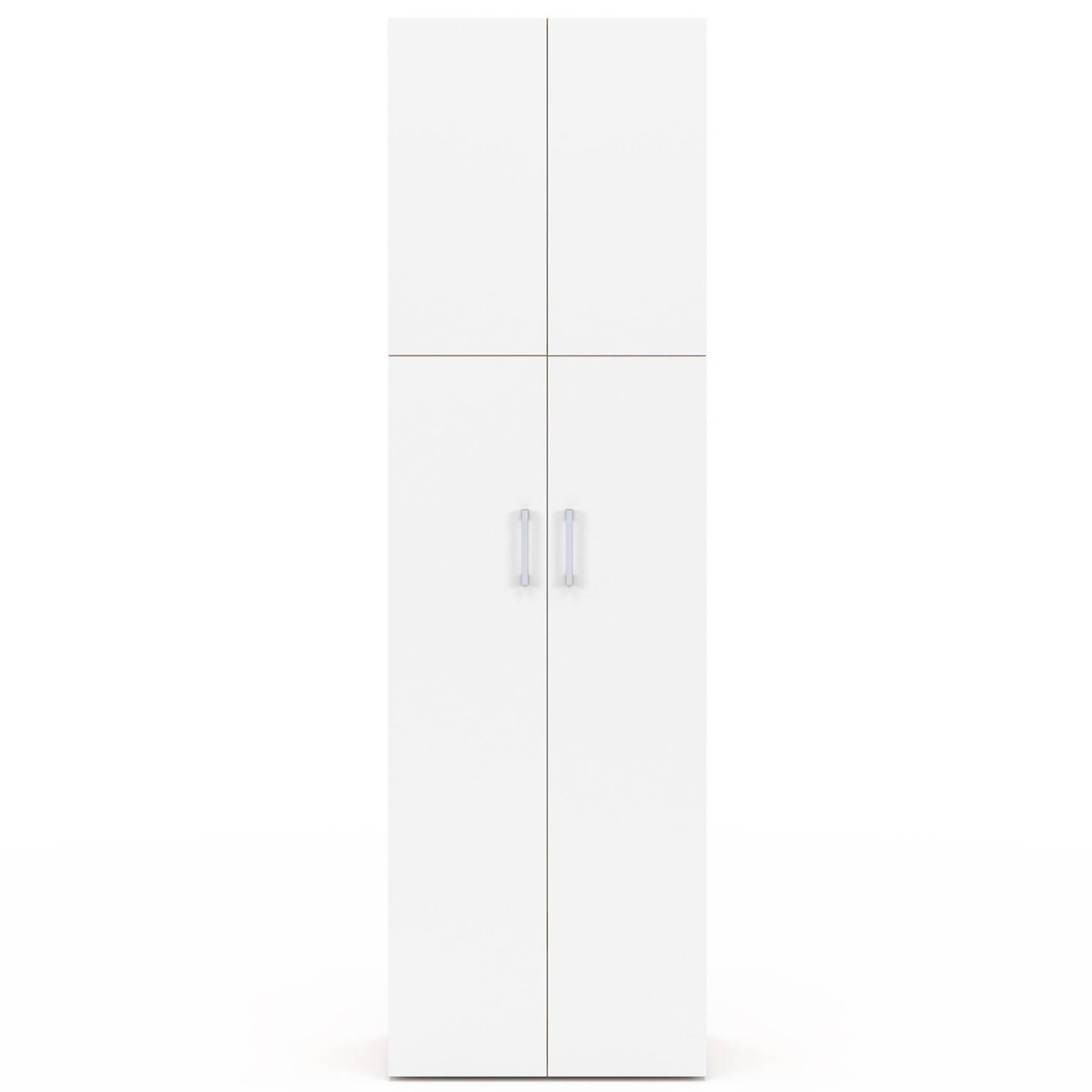 Armoire 2 portes JULIANA blanc et bois penderie 50 cm avec étagère - Image 5