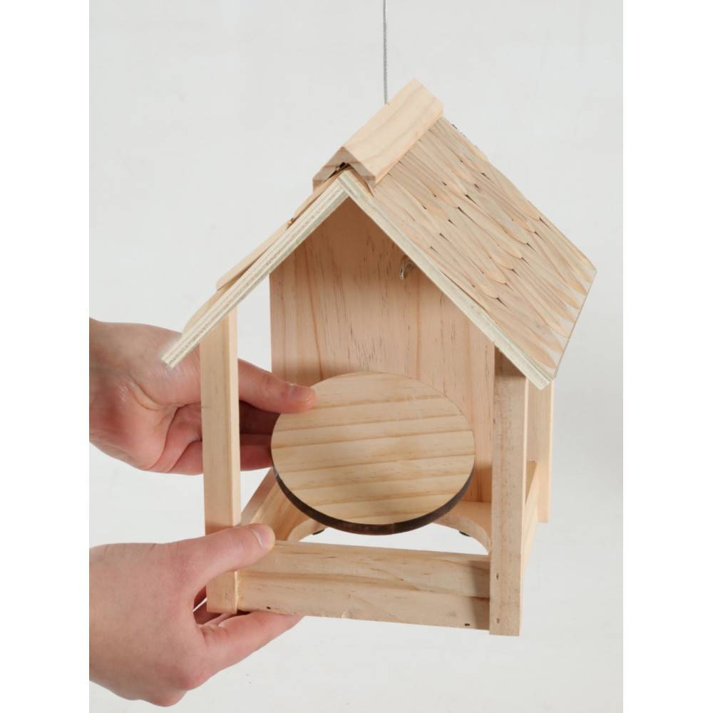 Zolux - Mangeoire Cup Grizzli 3 en 1 , toit en bois, pour oiseaux - Image 1